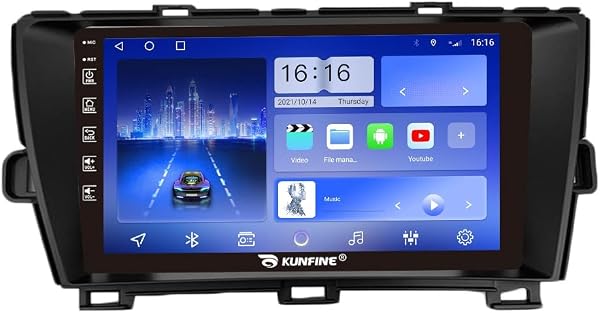 KUNFINE Radio Android CarPlay & Android Auto Autoradio Navegación Automática Reproductor Multimedia Estéreo GPS Pantalla táctil RDS DSP BT WiFi Headunit Reemplazo para Toyota Prius 2009-2014, si corresponde 🥇✔️ ® A Pedido 🏆™