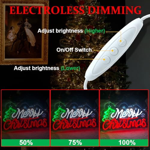 Image of Merry Christmas Neon Sign Dimmable Neon Light for Wall Decor USB Powered Christmas Led Sign for Xmas Party Bar Home Room Decor Holiday Wedding Holiday Light Up Signs