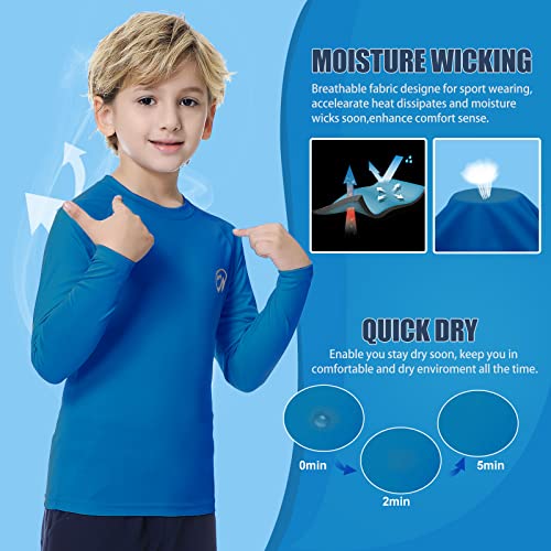 Meetwee Boys Rash Guard Long Sleeve Girl Upf 50+ Sun Protection Shirt Swim Shirts Youth Spf Quick Dry Shirt Swimwear Sunsuits Dark Blue Medium #TOP3