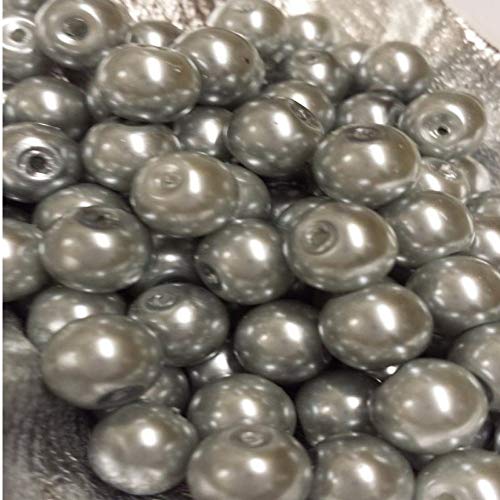 k2-accessories 100 piezas 8 mm cristal cuentas de perlas – plata gris – A1021