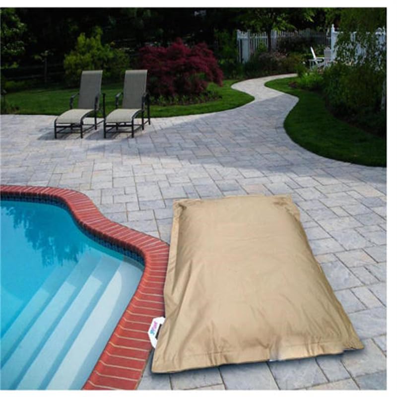 Silla inflable gigante para piscina, 140 x 180 cm, beige, sofá flotante para relajación junto a la piscina, no requiere relleno, cómoda tumbona al aire libre, perfecta para diversión de verano