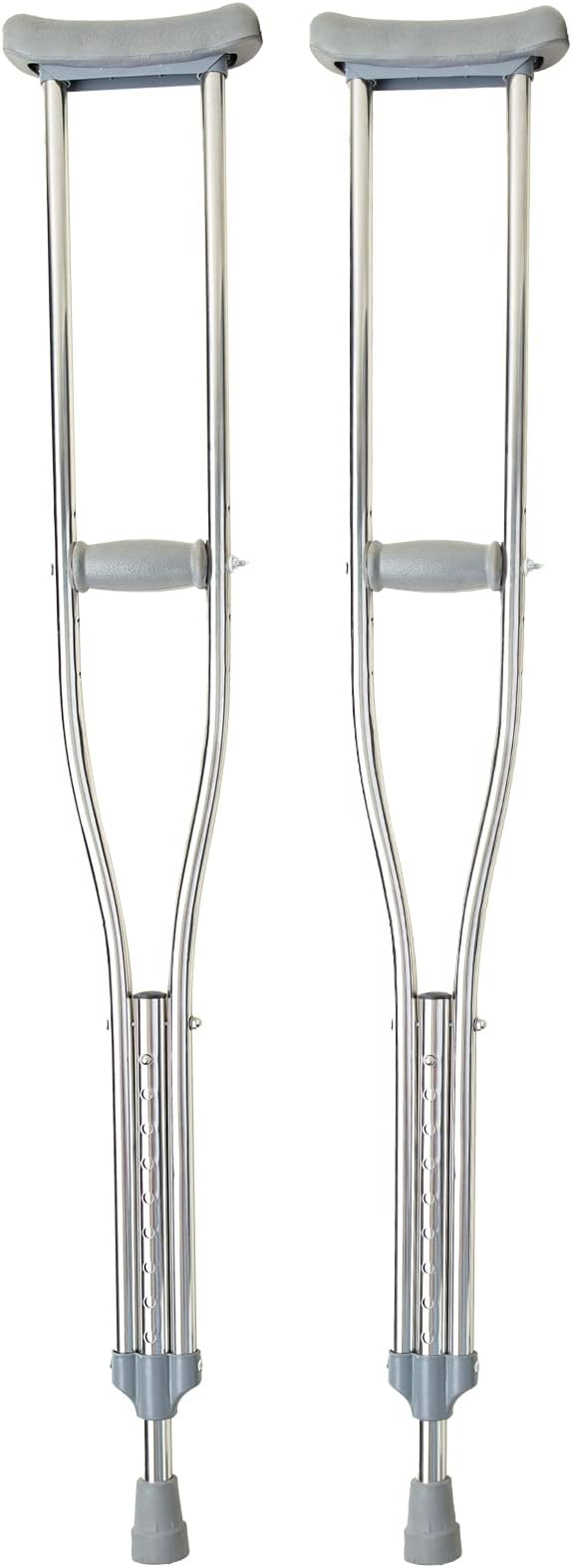 Stainless Steel Underarm Walking Crutches for Adults & Youth, 4 ft.9” - 5 ft.7”, Lightweight & Durable, Push-Pin Adjustment, Soft Comfortable Underarm Pad & Hand Grip, 250 lb Weight Capacity