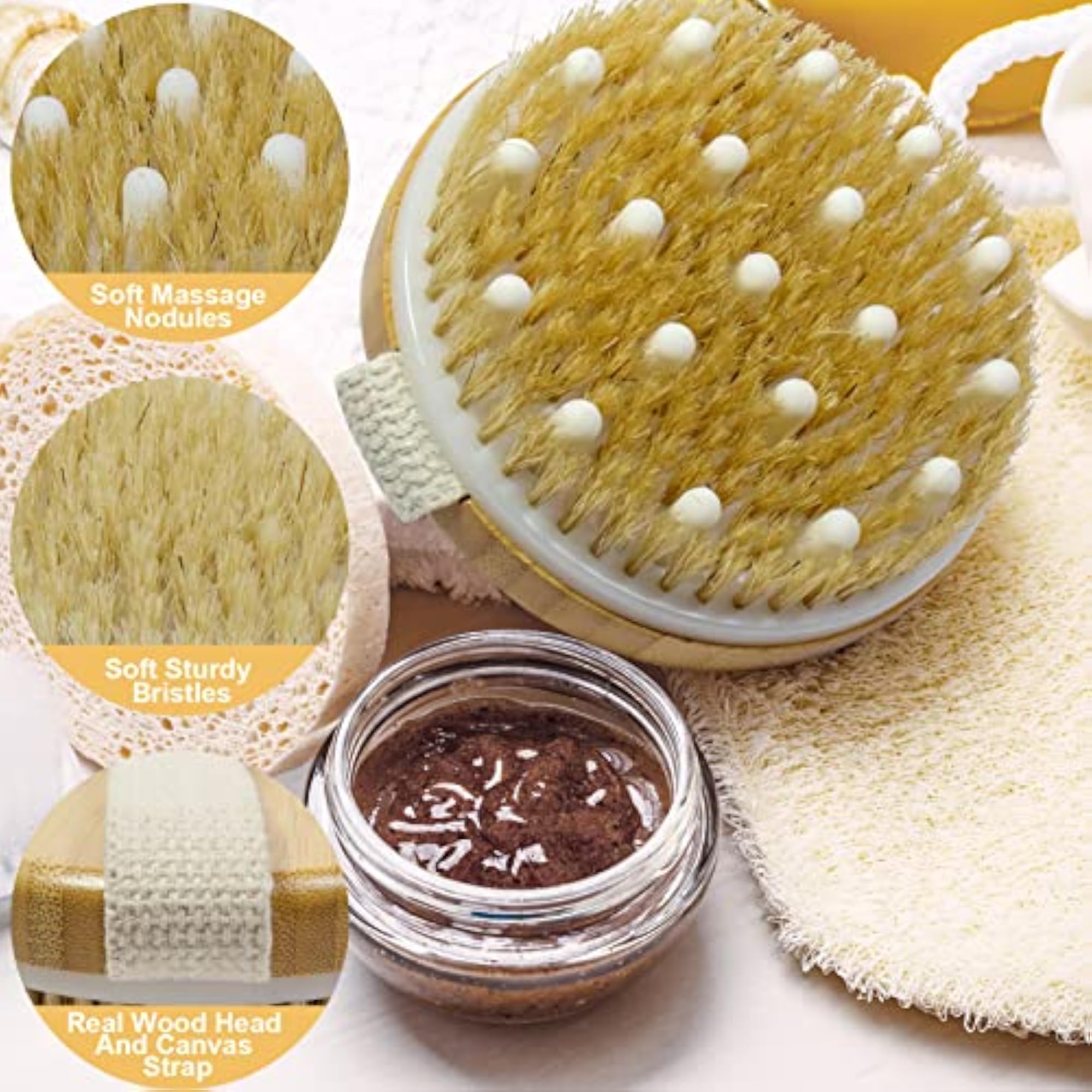 Bamboo Dry Body Brush for Blood Circulation and Skin Care