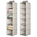 mDesign Set da 2 portaoggetti da appendere – Perfetto organizer armadio – Funzionale scaffale stoffa per vestiti e accessori – 6 ripiani – Pratico e multiuso – Colore: grigio