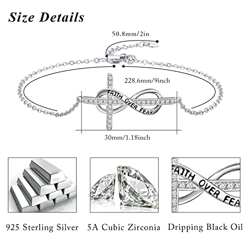 Image of MEDWISE Mothers Day Gifts for Mom Women Infinity Anklet 925 Sterling Silver Adjustable Cross Anklet Summer Beach Jewelry Gifts for Daughter Women Wife Mom