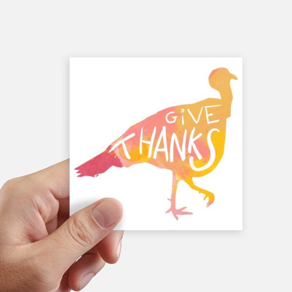 Autocollant carré 10CM Thanksgiving dinde multicolore pour mur et PC portable