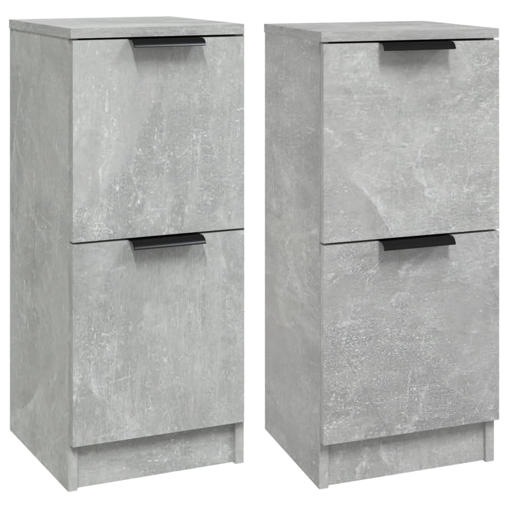 vidaXL 2X Buffets Armoires Latérales Organisateurs de Maison Meubles de Rangement Salon Intérieur Gris Béton 30x30x70 cm Bois d'Ingénierie