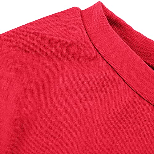 Girls Long Sleeve Tunic Tops Knot Front Button Casual Loose Crewneck T-Shirt Tee Blouse Kids Pullover(Red,10-11 Years)4