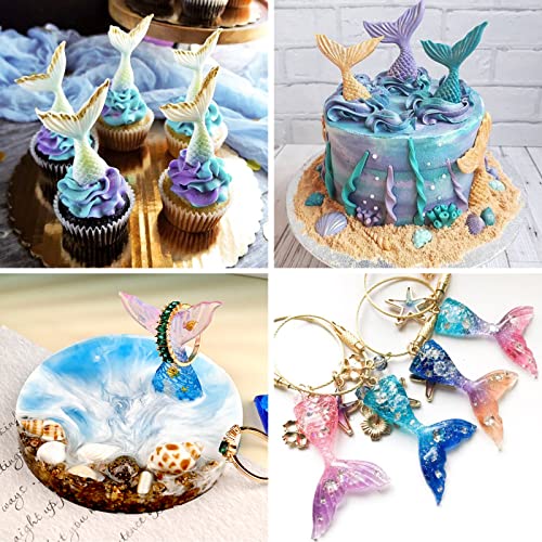 Image of Sakolla 2 Pack Mermaid Tail Molds, Mermaid Molds for Chocolate, Cake Decoration Candy Cupcakes Resin Gummies (Blue)