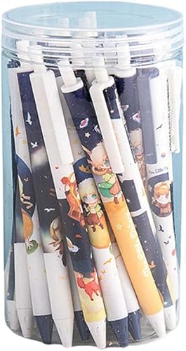 MLAFE Bolígrafo de gel kawaii lindo y creativo, paquete de 30 bolígrafos de agua negros, bolígrafo Kawaii, bolígrafo de oficina, lindo material