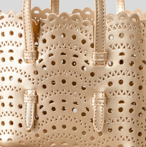 Hollow Out Small Basket Bags for Women PU Leather Handbag with Inner Bag Shoulder Crossbody Bag for Beach Summer Travel2