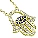 925 Sterling Silver Yellow Gold Evil Eye Hamsa White Blue CZ Womens Pendant Necklace