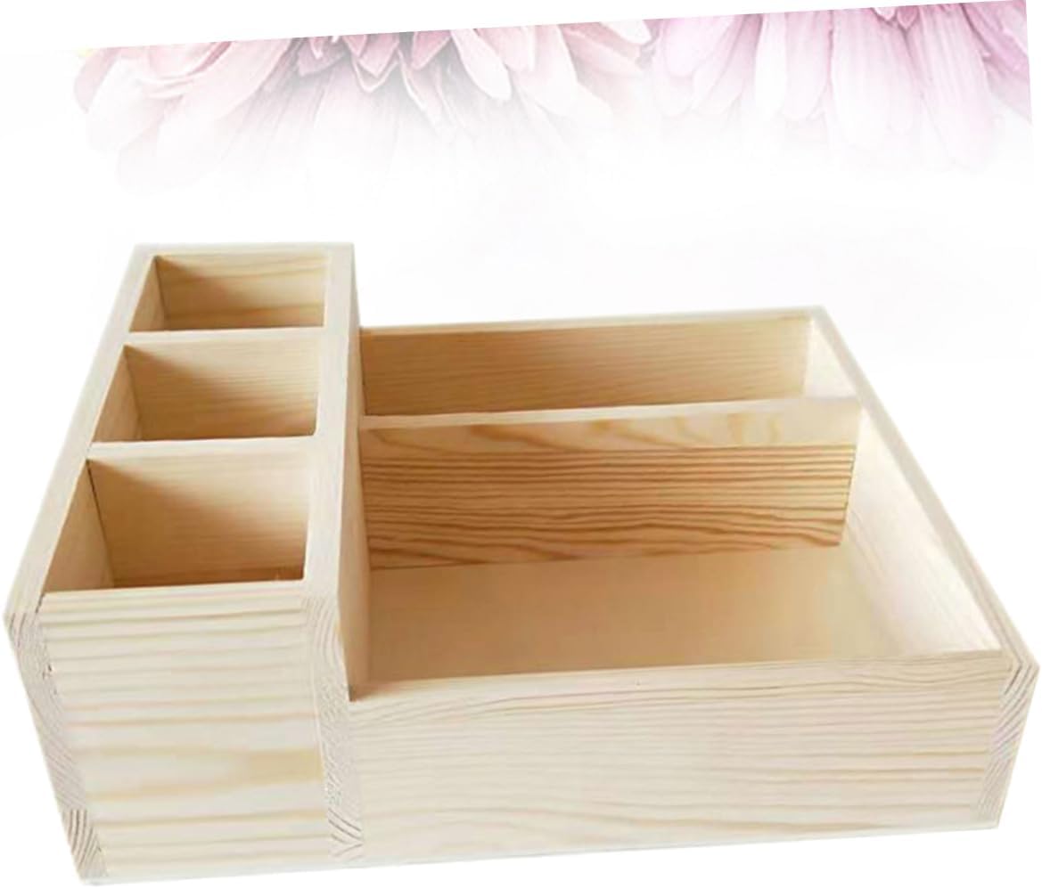 3 Pcs Multi Compartment Storage Box Pen Storage Boxes for Organizing Pencil Organizer Case Tea Storage Drawer Storage Case Tabletop Organizer Tv Remote Bamboo