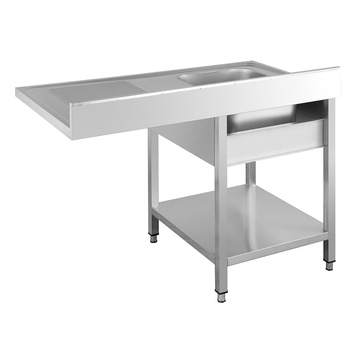 GastroHero Spülzentrum Edelstahl 1200x600 mm 1 Becken links mit Grundboden Aufkantung Spültisch Gastro Küche Spülbecken