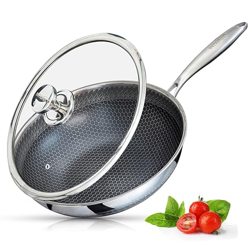 INTIGNIS Edelstahl Wokpfanne mit Deckel 6L, 30 cm – Honeycomb Hybrid Oberfläche, Induktion & Ofenfest, Antihaft ohne Beschichtung, Große Wok Pfanne für gesundes Braten & tägliches Kochen