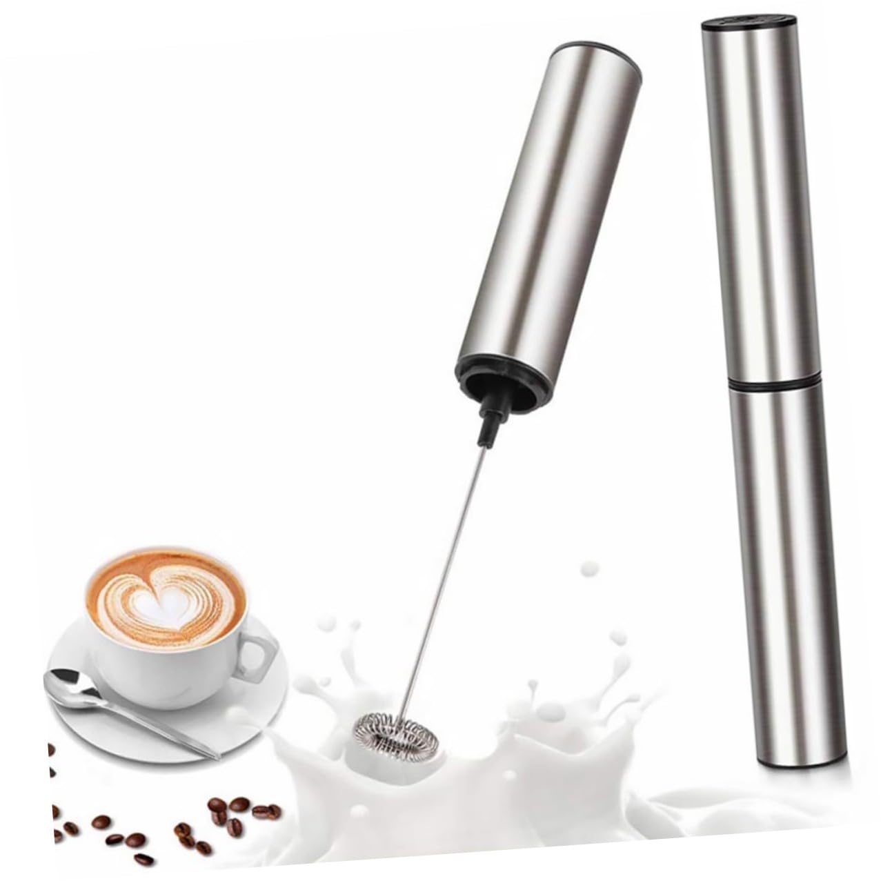 Acciaio Inox Montalatte Elettrico Argento Portatile per Cappuccino