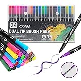 ✐ 24 Colores Ricos Y únicos: Todos los colores de los rotuladores punta fina son brillantes, de primera calidad, vibrantes y de larga duración. Cada rotuladores lettering incluye colores primarios y colores complementarios, que se integran perfectamente, añadiendo más dimensiones a su obra de arte. Despliegue plenamente el encanto de los rotuladores permanentes brush pen en su creación, estimule su imaginación y creatividad.