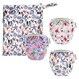 Mama Koala Reusable Swim Diapers with Wet Bag,Baby Girls Adjustable Washable Swim Diapers, Size S (8-20 lbs), 3 Pack-My Cute Mermaid (S)