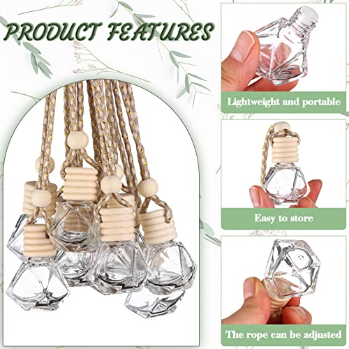 50Pcs 8Ml Hanging Car Air Freshener Diffuser Empty Clear Glass Essential Diffuser Oil Aromatherapy Fragrance Perfume Pendant Glass Vials With Wooden Caps Hanging String Car Diffuser Bottles #TOP2