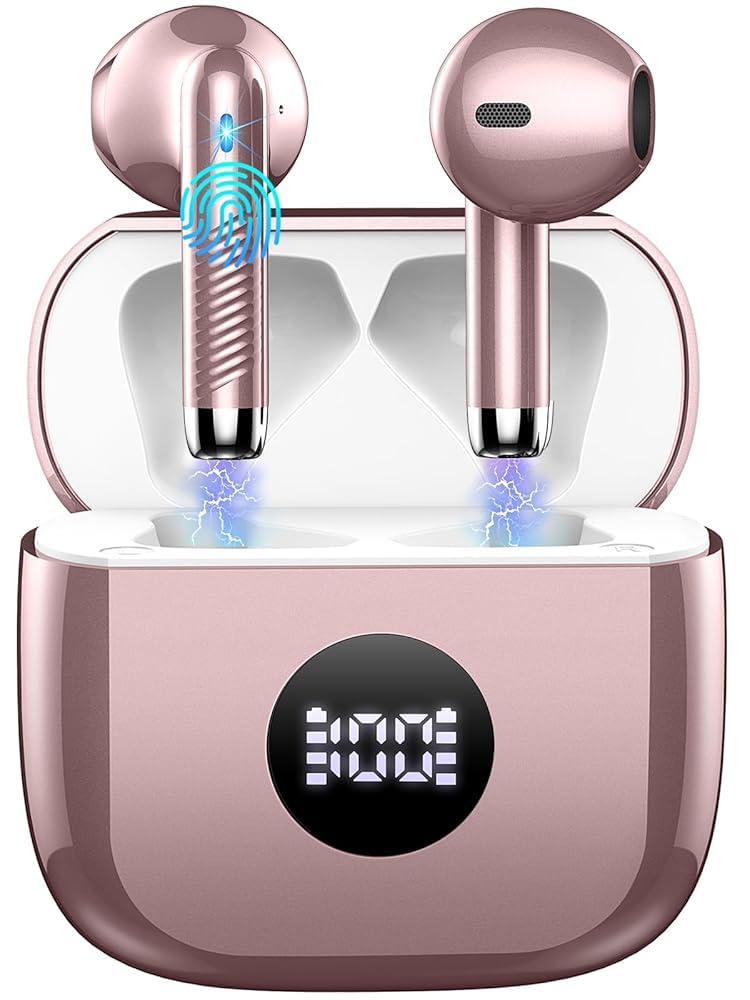 Wireless Earbuds, Bluetooth 5.4 Ear Buds LED Power Display Headphones Bass Stereo, Bluetooth Earbuds in-Ear Noise Cancelling Mic, 40H Playback Mini Case IP7 Waterproof Sports Earphones for Android iOS