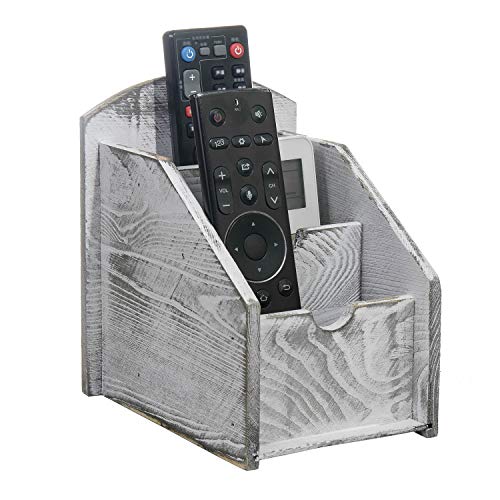 Vergoodr 3 Slot Rustic Wooden Remote Control Frame Media Organizer, Office Supply Storage Rack,Pen Storage Box (Grey) #TOP2