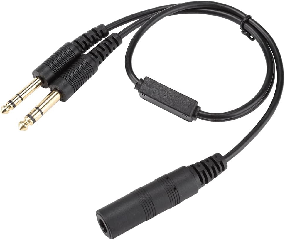 Headset Adapter, Black Universal Aviation Headset Adapter, Portable Headphone Splitter Adapter for David Clark Cable