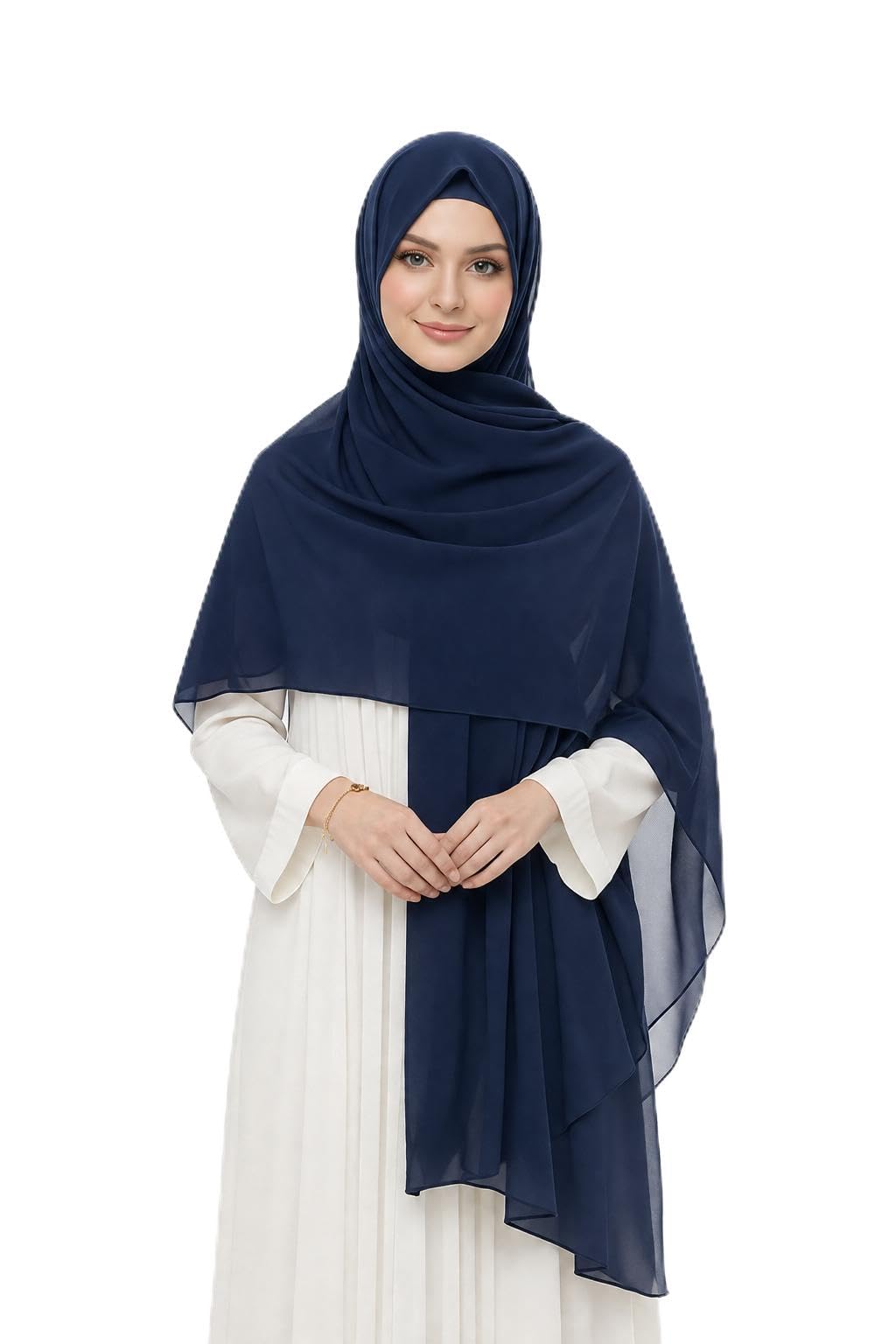 Women Hijab Scarf 180x70cm Georgette Lightweight Soft Fabric Easy to Drape with Burqah Abaya and Modest Dress-picture-34