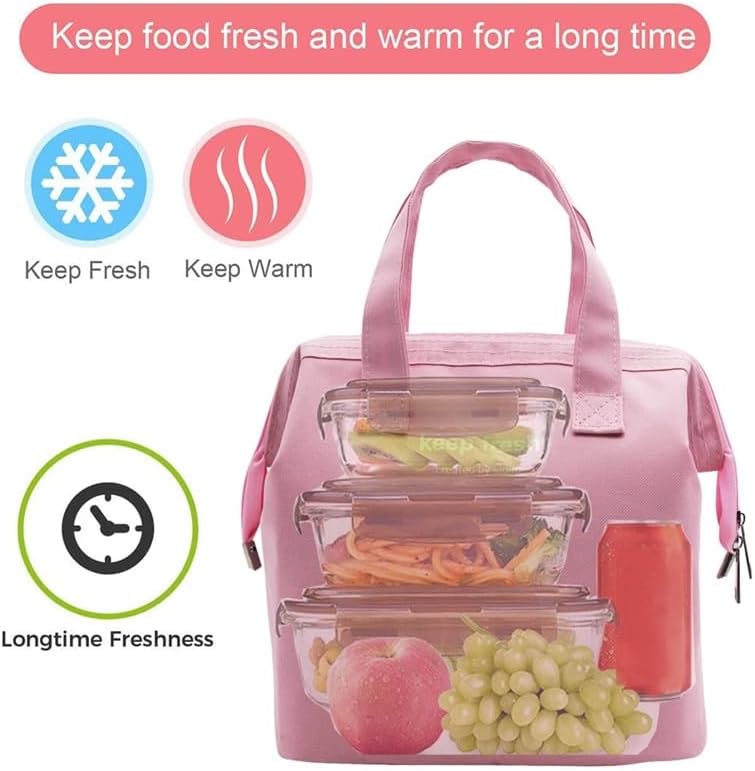 Miniatura 5 de Bolsa de almuerzo aislada, lonchera aislada para adultos para hombres y mujeres, bolsa enfriadora simple Bento, bolsa de alimentos de alta capacidad