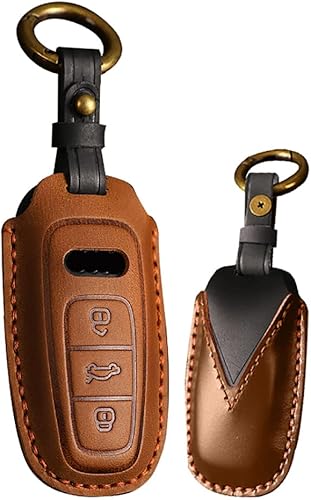 Miniatura 10 de ontto Funda para llavero inteligente con control remoto sin llave compatible con Audi A6 A6L A7 E-Tron A8 Q8 2019-2022, funda de cuero para llave