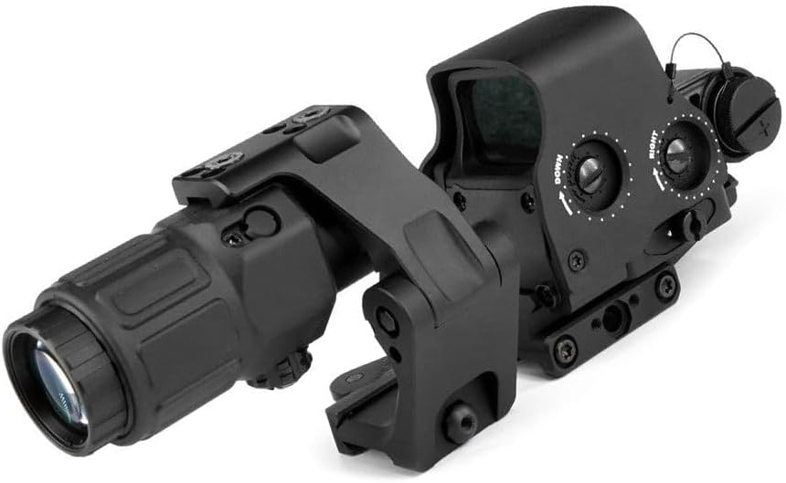 558 G33/G43/G45 3X/5X Magnifier Combo, 558 Red Green Dot Holographic Sight Scope + 3X 5X Magnifying Glass Set, Quick Release, Flip Up to Side Multiplier, Fit 20mm Rail Mount