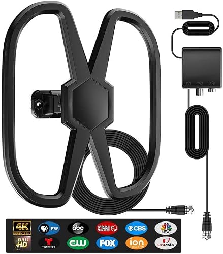 TV Antenna-2023 Upgraded Digital TV Antenna Up 660 Miles,360° Adjustable/Reception Amplified Indoor Outdoor Antenna Support 8K 4K 1080p and All Older TV's-Signal Booster with 30FT Thick Coaxial Cable