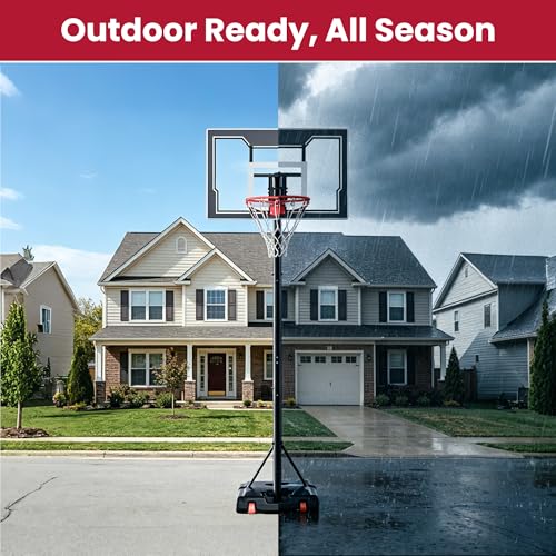 Image of Feelwin Basketball Hoop for Kids Youth Adults, Portable Adjustable Height Basketball Goal with Wheels for Outdoor Use,Backyard & Driveway