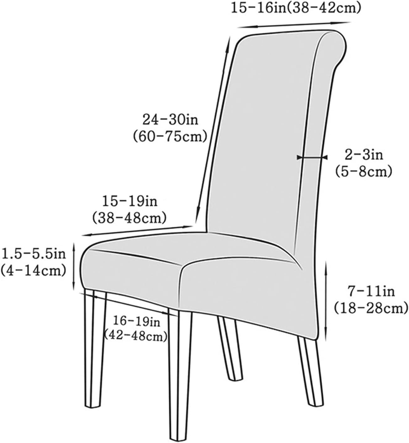 PU Leather Parson Chair Covers 1/2/4 PCS Waterproof Dining Room Chair Slipcovers Stretch Seat Chair Protectors Universal Hotel Banquet High Back Chair Covers(Gray,1PCS)