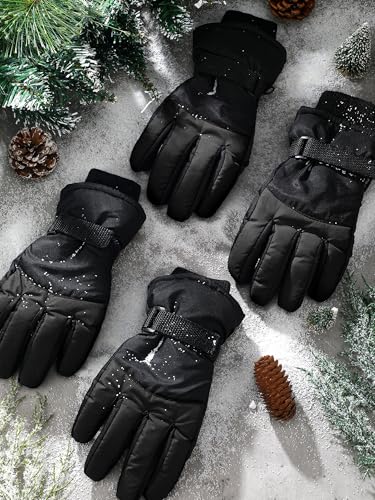 Image of SATINIOR 2 Pairs Kids Waterproof Winter Snow Gloves Ski Gloves for Boy Girl Outdoor Warm Thickening Snowboard