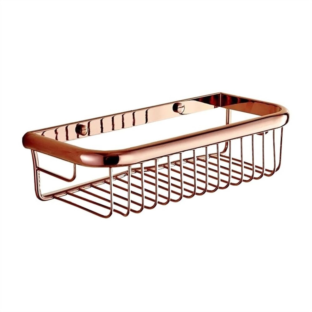 GLigeT Bathroom Shelves Shower Caddy Wall Mounted Copper Shower Shelves Rose Gold Shower Storage Basket Organizer for Inside