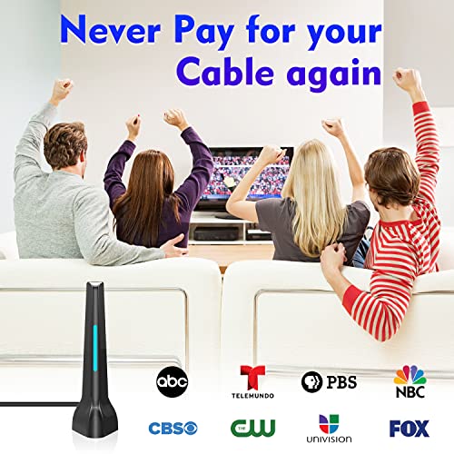 Hidb Tv Antenna For Smart Tv Indoor 2023 Upgrade, Hd Antenna For Tv Indoor 4K Long Range Reception For Free Hdtv Channels, Compact Design Indoor Antenna For Tv Easy Installation With 10Ft Cable #TOP6