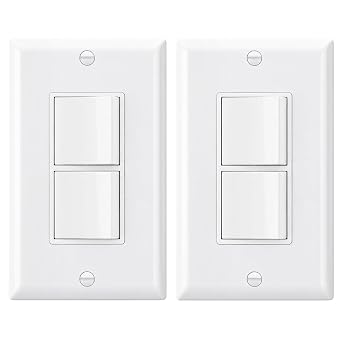 BAOMAIN Decorator Double Rocker Light Switch, Two Single Pole Paddle Switch