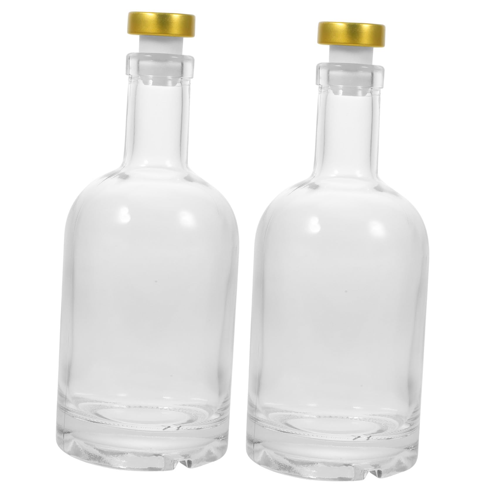 Pack Dickwandige Wodkaflaschen aus Glas 375ml mit Breiter Öffnung | 2 Stück, Verstärkter Boden mit Schraubstruktur, Fein Versiegelt, für Haus und Club Zufällige Farbe