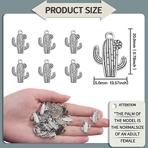 40Pcs Antique Silver Plated Desert Flower Cactus Charms Pendant Diy Bracelets Necklace Jewelry Making Craft Wholesale 20Mmx15Mm(A310) #TOP1