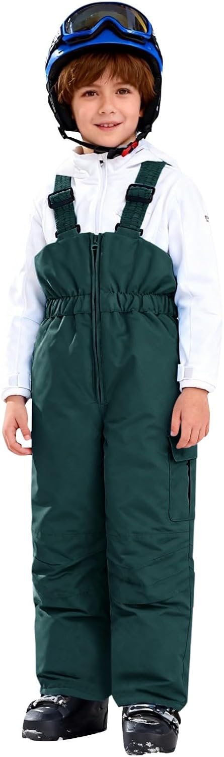 Kids Thermal Snow Pants Boys Girls Winter Waterproof Trousers Thick Warm Ski Overalls Windproof Elastic Snowsuit