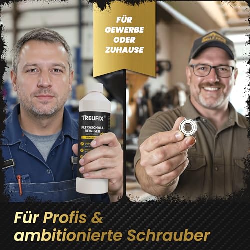 Treufix Ultraschallreiniger Konzentrat Werkstatt 750ml – für Vergaser, Einspritzdüsen, Motorenteile – stark gegen Öl, Fett, Ruß – materialschonend & effektiv – Made in DE