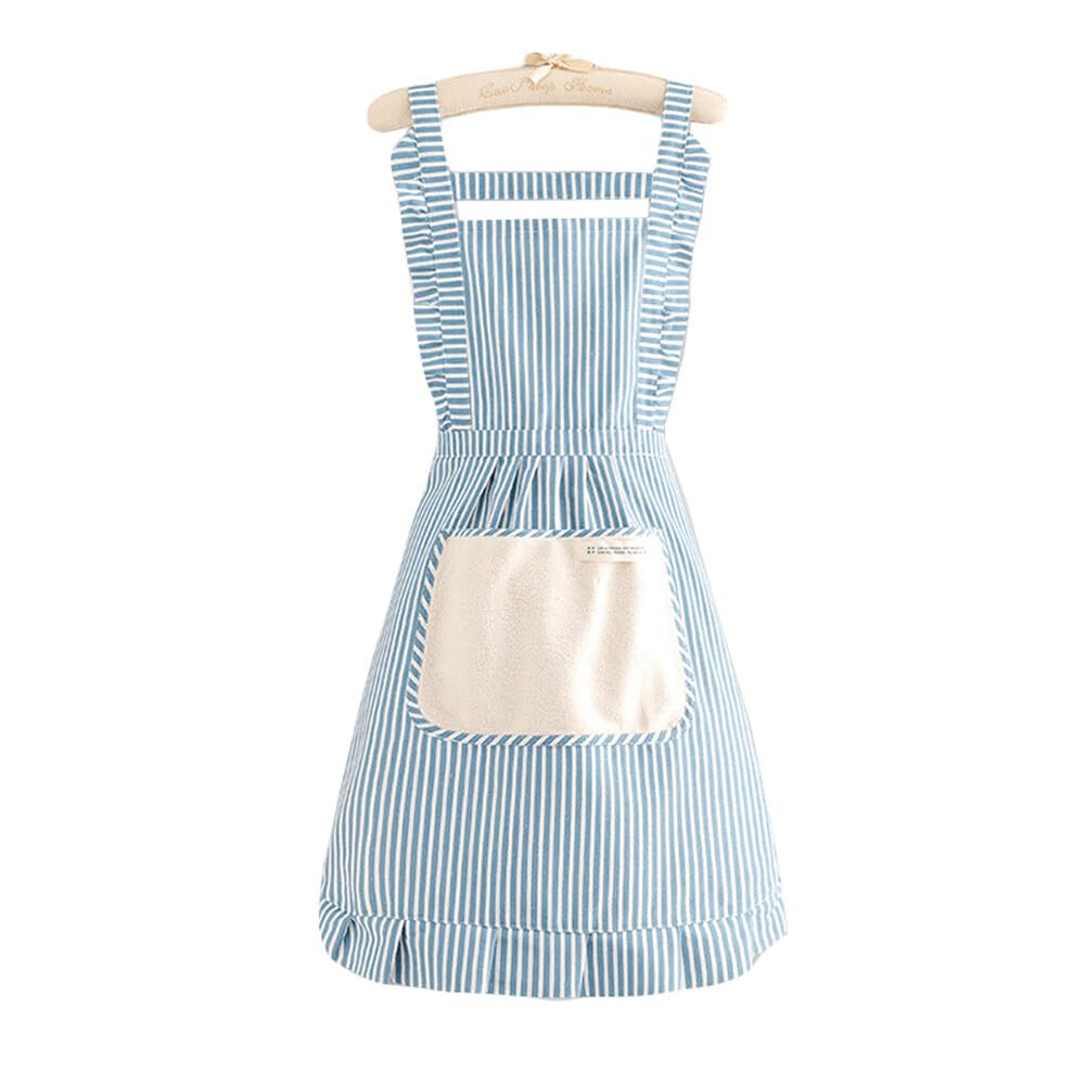 Oyccen Women's Striped Apron with Hand Wipe Towel Kitchen Chef Aprons Restaurant Apron for Cooking, Baking, Cleaning