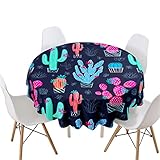 cactus redondo >>>MATERIAL - El mantel es hecho de poliéster de alta calidad, protege su mesa de comedor del polvo y del daño causado por el calor o los artículos afilados.