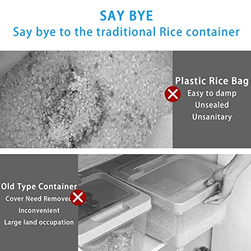 U-Miss 25 Lbs Rice Dispenser, Large Grain Container Storage With Lid Measuring Cylinder Moisture Proof Household Cereal Dispenser Bucket For Kitchen Soybean Corn #TOP1