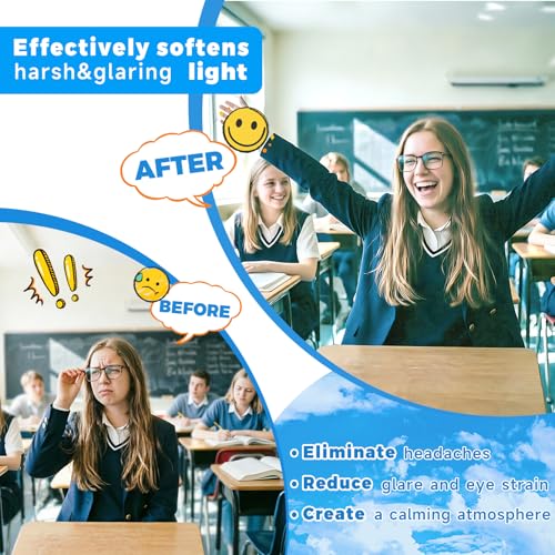 Aheroi 8 Pcs Light Covers, 4 x 2 Feet Magnetic Light Covers for Fluorescent Light Shade, Drop Ceiling Lighting Covers Classroom Light Filters, Room School Office Decor(Cloud Blue Sky) by Aheroi - Image 4