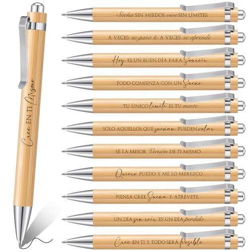 Tenare 12 Detalles Compañeros de Trabajo para Navidad Bolígrafos Inspiradores Bolígrafos con Frases Motivadoras Español Regalos Inspiradores para Colegas, Empleados, Compañeros de Clase, Estudiantes