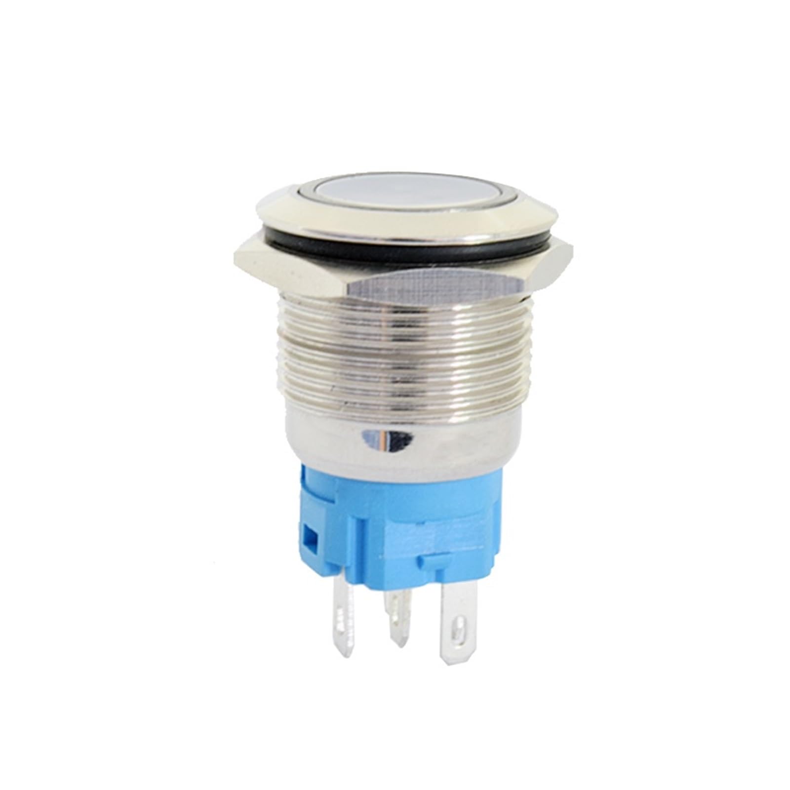 19 mm Metall Drucktastenschalter Edelstahl Messing Schnappschalter 12V 220V Grüner roter LED Schalter Momentaner Ein-/Ausschalter (Red LED, NICKEL PLATED BRASS_LATCHIN