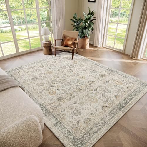 Washable 6x9 Area Rugs for Living Room, Boho Non-Slip Vintage
