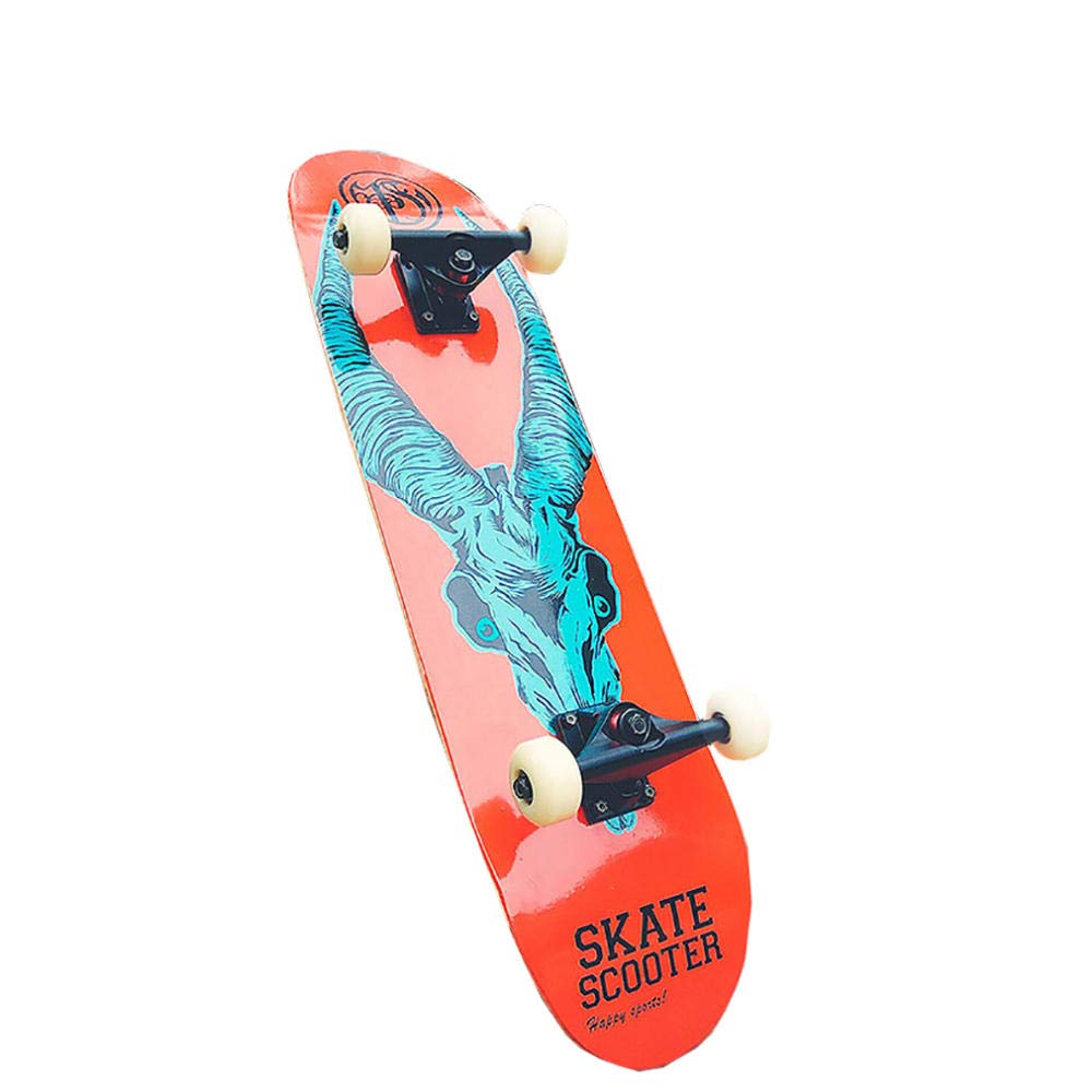 Beginner Maple Skateboard Brush Street Highway Adult Extreme Sports, Demon Power_PU does not flash wheel