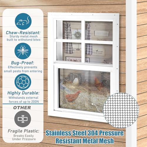 JONRIOX 16" W x 20" H Shed Window,Sliding Window, Aluminum White Flush Mount with Tempered Glass and Stainless Steel Screen, Playhouse Window, Chicken Coop Window, Household Window.(White 2 Pack) by JONRIOX - Used condition - Image 3